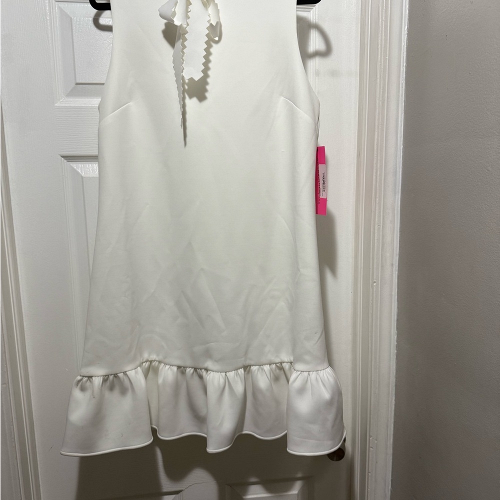 Betsey Johnson White Ruffle-Hem Midi Dress